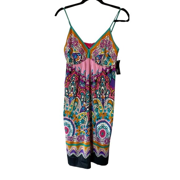 NWT Mixit Multi-Color Sleeveless Dress Vibrant Print Adjustable Straps Size 6 - Picture 1 of 10